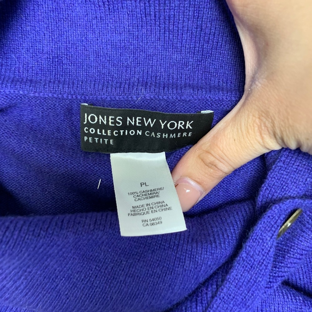 Jones New York Sweater Womens Petite Large Purple Tight Knit Mock Neck Pullover - Picture 11 of 16